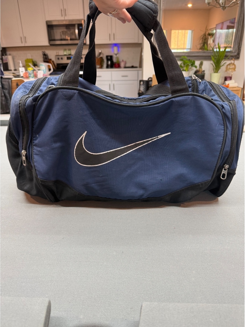 Nike Blue and Black Sports Duffel Bag with Multiple Compartments